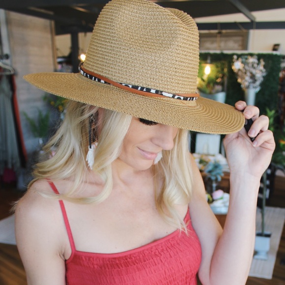 Infinity Raine Accessories - Get The Facts Panama Hat Double Trim-Dark Natural